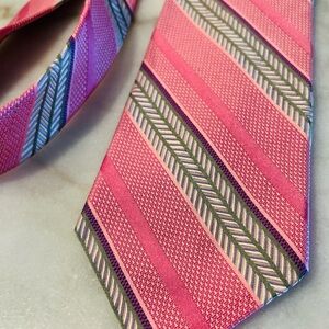 Pink and Green Striped Men's Tie